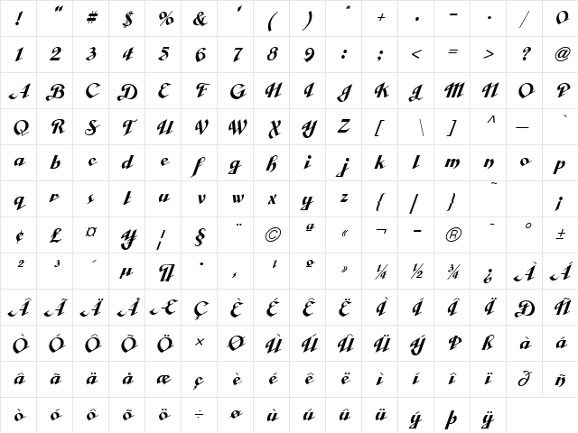 Cabarga Curs ICG Solid Alt Regular  glyph index