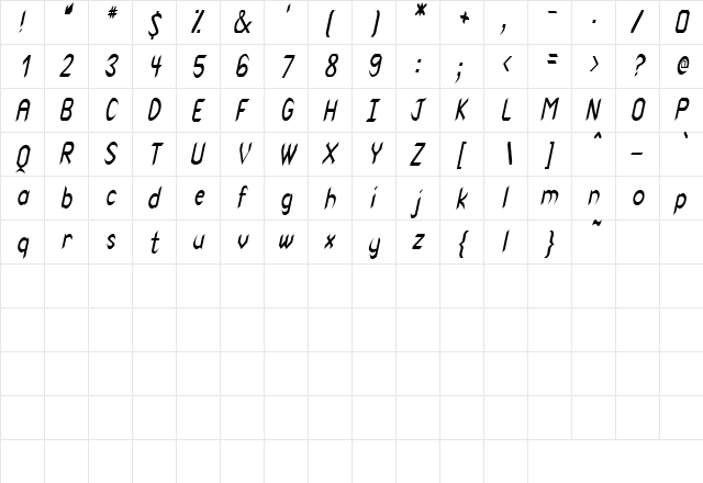VenomCondensed Oblique  glyph index