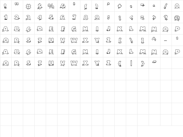 LD Holly Regular  glyph index