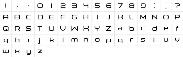 Orenburg Bold  glyph index
