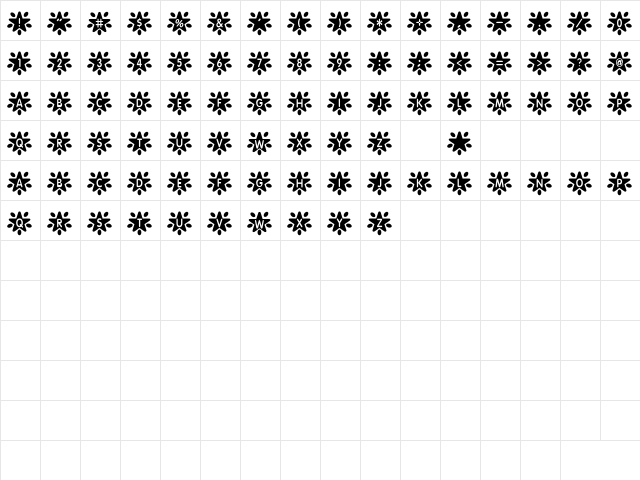 STAR+STAR (sRB) Regular  glyph index