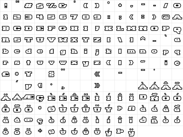 Hackney Block Outline Normal  glyph index