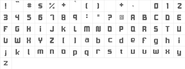 Sam's Town Regular  glyph index