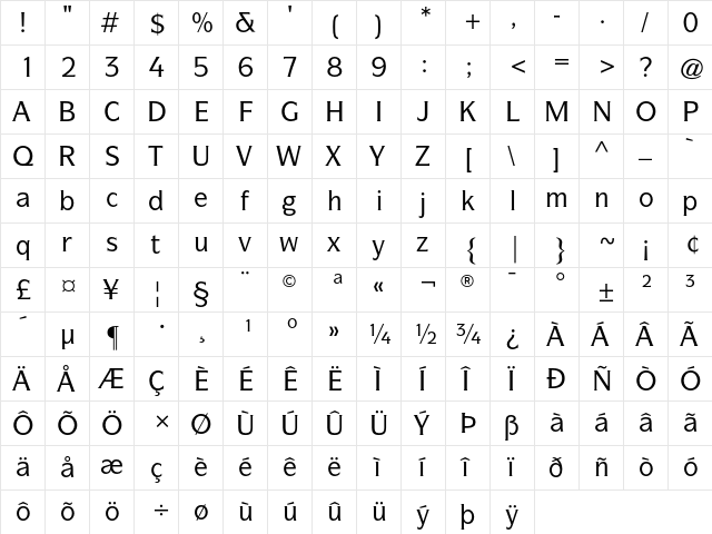 ITC Symbol Medium  glyph index
