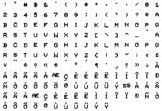 DoomPlatoon Regular  glyph index