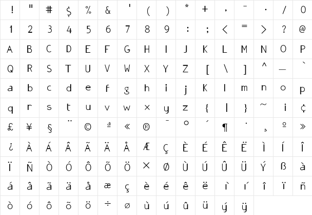 GonzaPlus Regular  glyph index