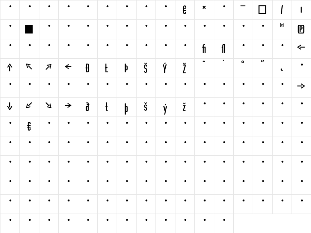 CstBerlinEast MediumExp  glyph index