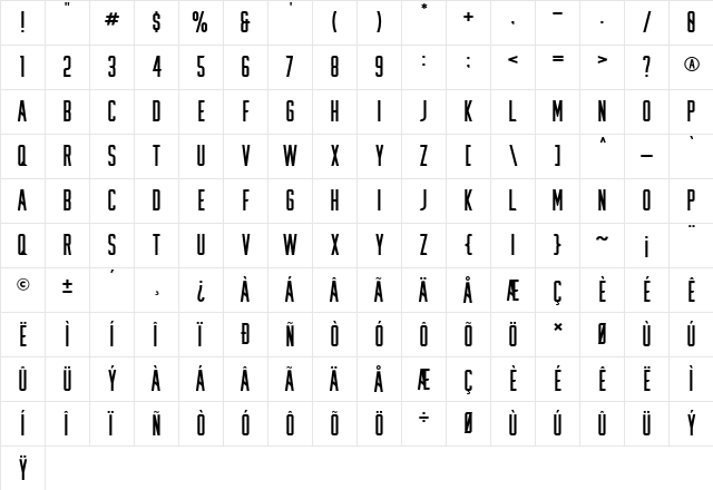 Lakers Regular  glyph index