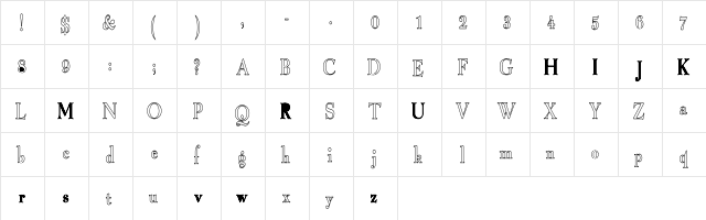 GraphicHC Regular  glyph index