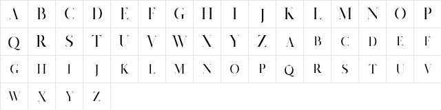 Salvalyn Regular  glyph index