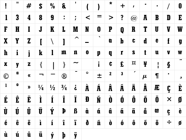 MayportBlackCondSSK Regular  glyph index