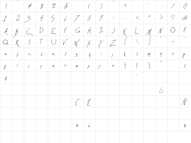 Wicca Script Regular  glyph index