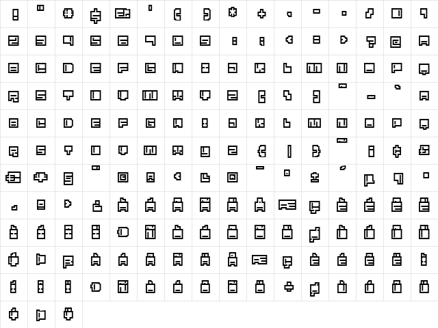 Mezcal-Outline-SC Regular  glyph index