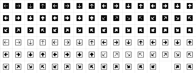 Mini Pics Directional SA  glyph index