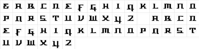 Spaceracer Regular  glyph index