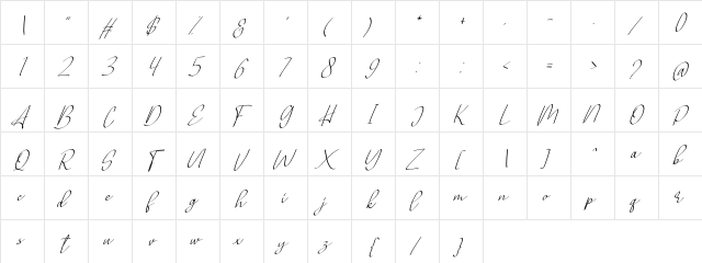 Allianta FREE Regular  glyph index