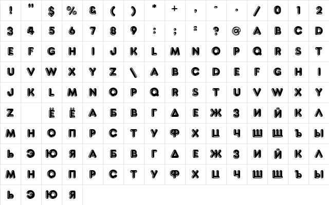 ft Regular  glyph index