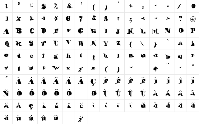 Motha Regular  glyph index