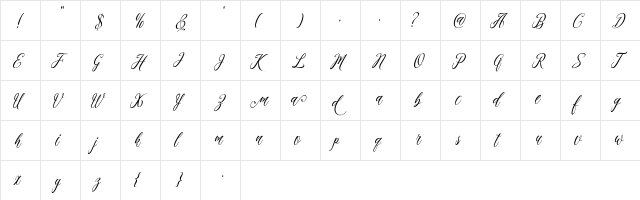 madania script Regular  glyph index