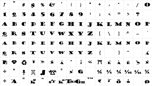 Porter Regular  glyph index