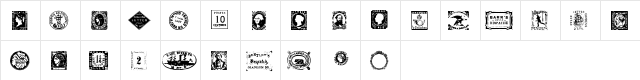 Postage Stamps Regular  glyph index