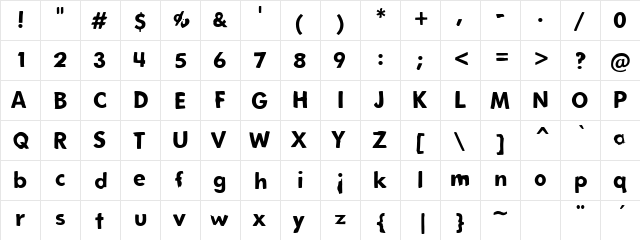 Rough House Regular  glyph index