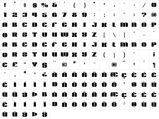 Play Heavy  glyph index