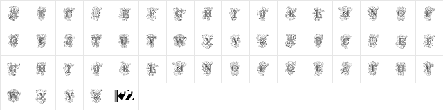 Tuscani Initials Regular  glyph index