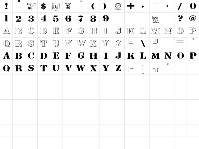 Bundy Yellow HollowShadowed HollowShadowed  glyph index
