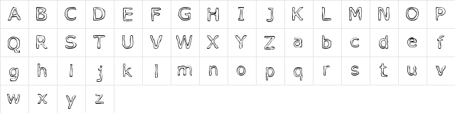 VOpen Regular  glyph index