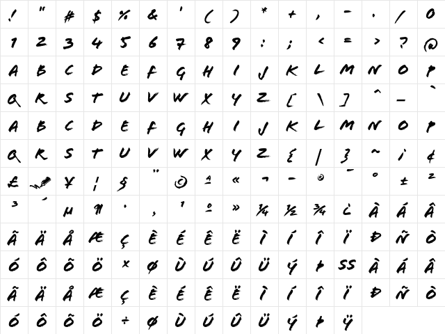 Flood Regular  glyph index