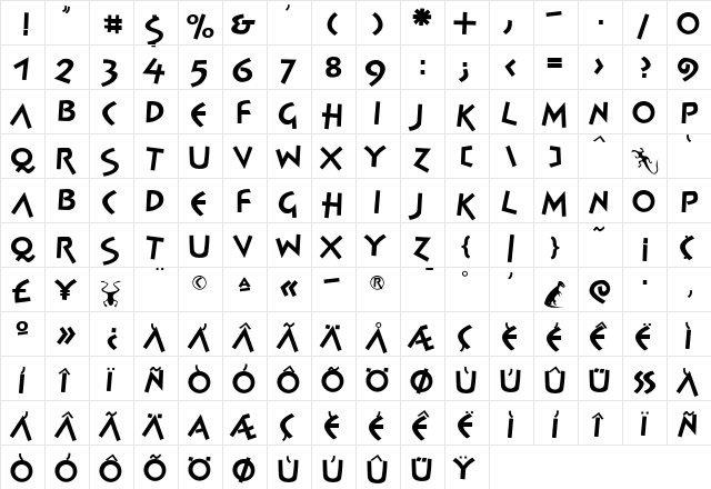 Spontan Medium  glyph index