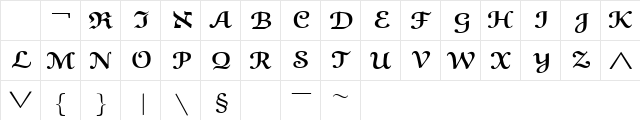 eusb6 Regular  glyph index