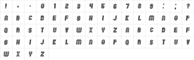 Chicago Italic  glyph index