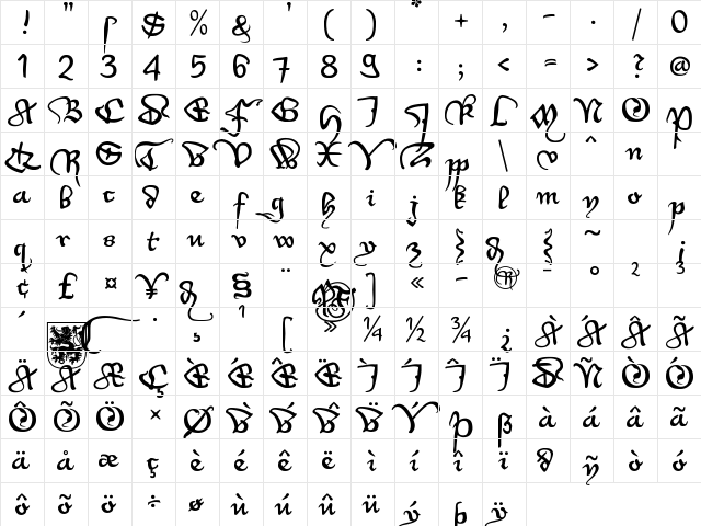 WirWenzlaw Rough  glyph index