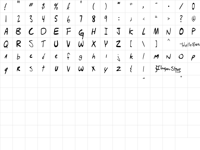 Hello Brady's Dad! Regular  glyph index