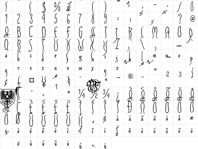 XIPAROS Regular  glyph index