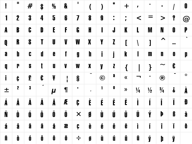 ft47 Regular  glyph index