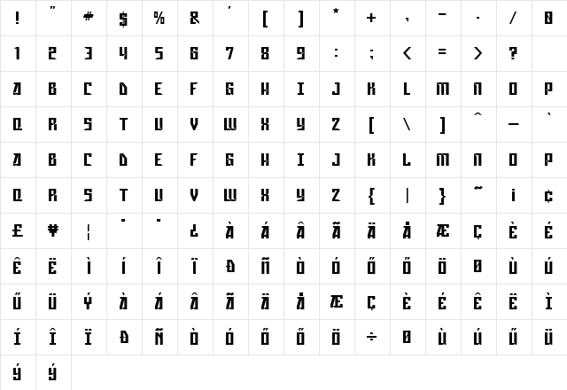 Gagarin Star Mix Regular  glyph index