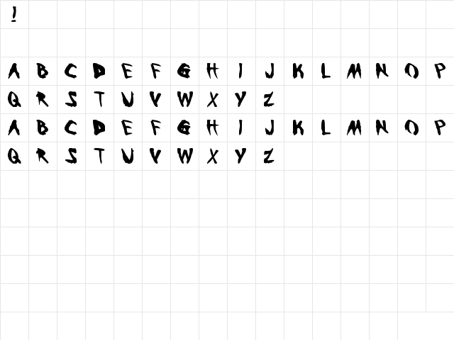 Bleeding Trough Regular  glyph index