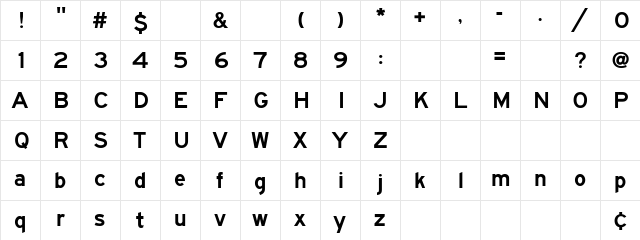 Roadgeek 2000 Series E Regular  glyph index