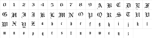 Laandbrau Regular  glyph index