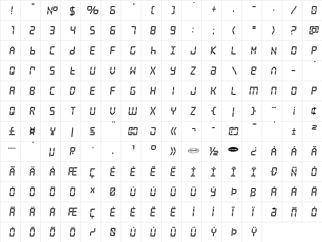 Frozen Crystal Title Regular  glyph index