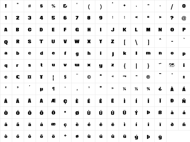 News of the World Regular  glyph index