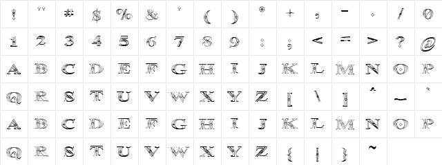 Sunflame Regular  glyph index