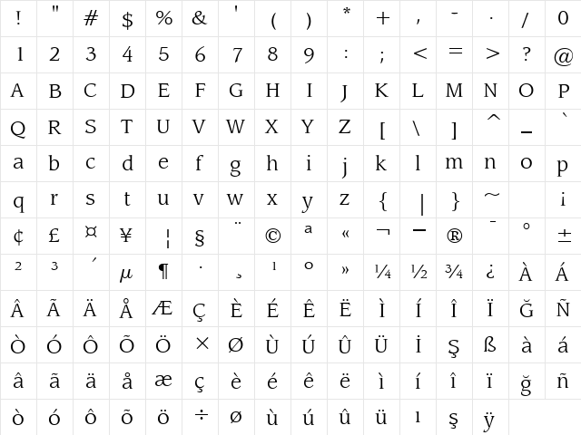 00439 Regular  glyph index