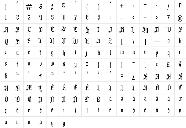 Fasigeko Regular  glyph index
