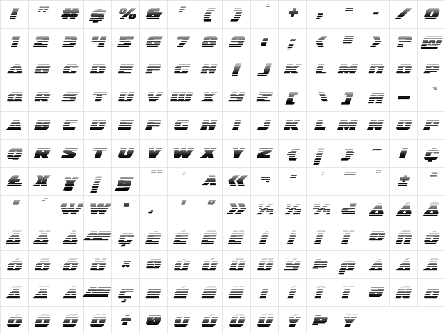 Guardian Gradient Italic Italic  glyph index