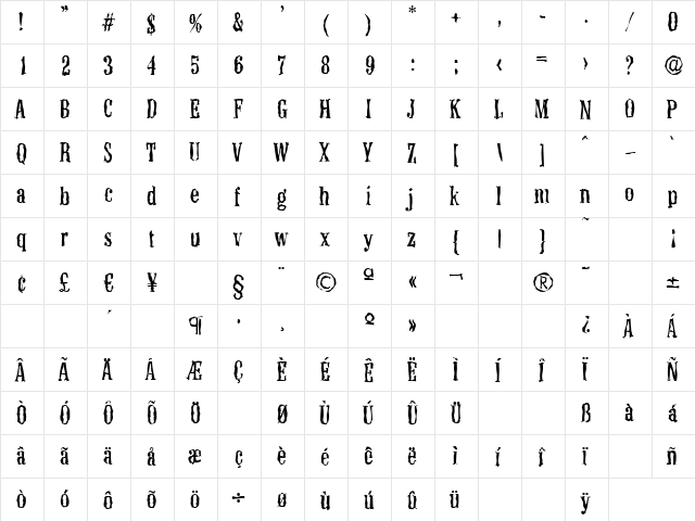 RobertBeckerRandom Regular  glyph index