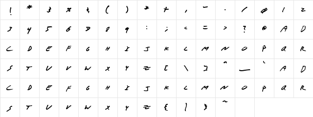 Muff Regular  glyph index